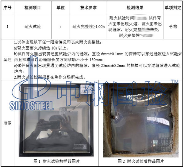 防火玻璃耐火試驗(yàn)檢測結(jié)果