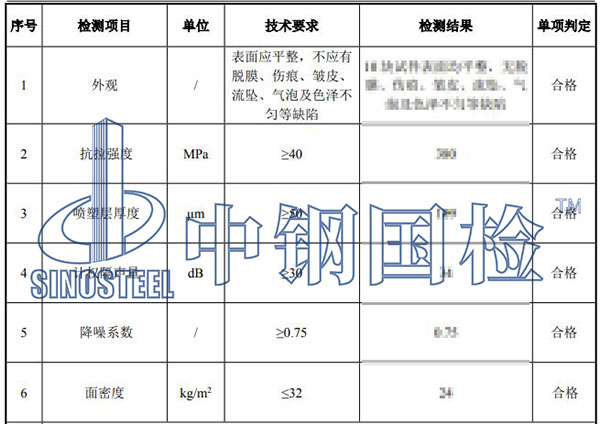 吸聲板檢測(cè)結(jié)果